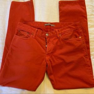 Red Vince stretch denim jeans, 34